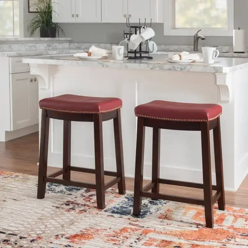 Linon Willamette Backless Faux Leather Counter Stool