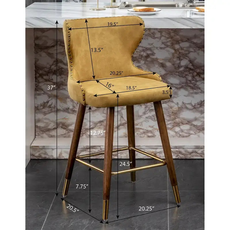 Sgabello da bancone Nevis in similpelle trapuntata con borchie, stile metà secolo, set da 2