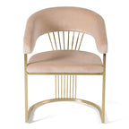 Sedia da pranzo Linda in velluto beige moderno e oro