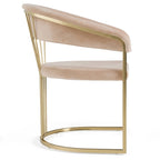 Sedia da pranzo Linda in velluto beige moderno e oro