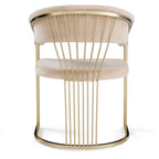 Sedia da pranzo Linda in velluto beige moderno e oro