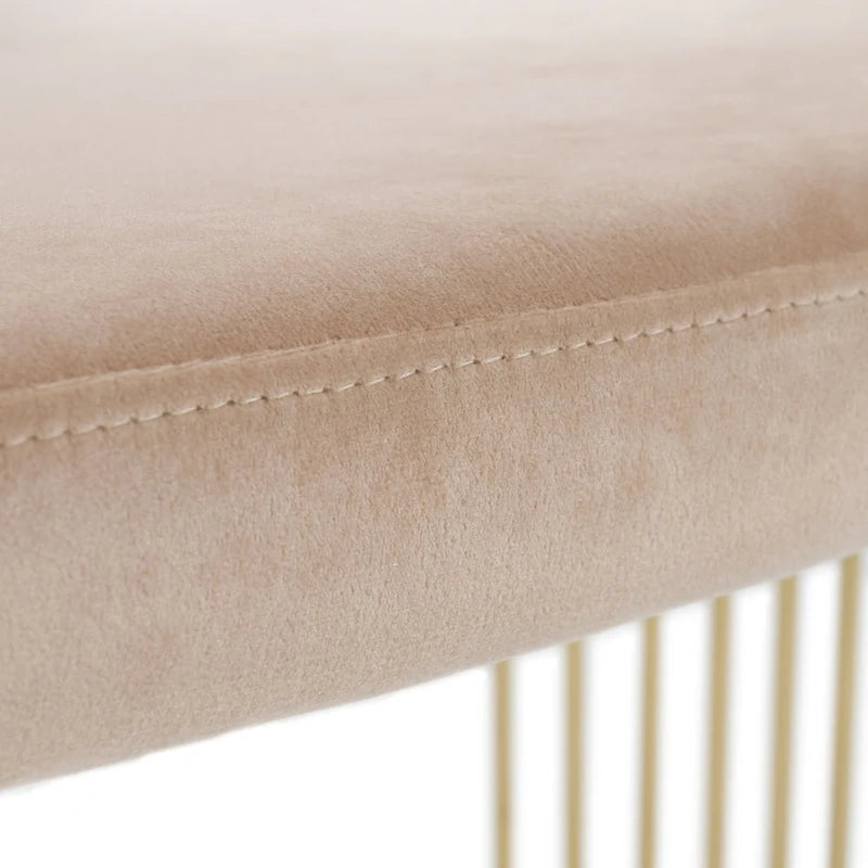 Sedia da pranzo Linda in velluto beige moderno e oro