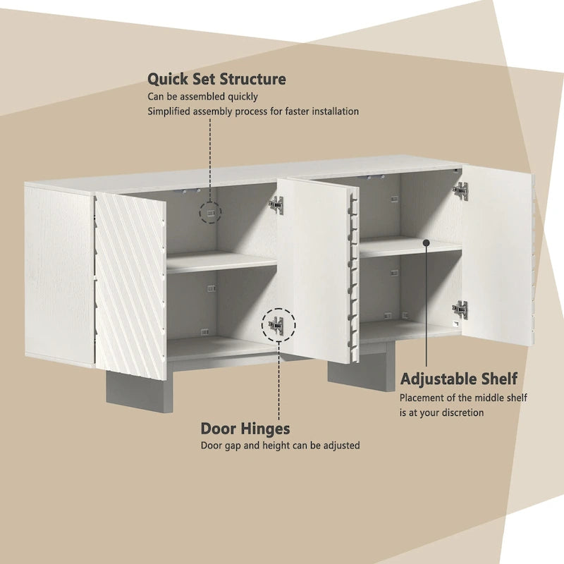 Madia credenza a 4 ante in legno Mid-Century