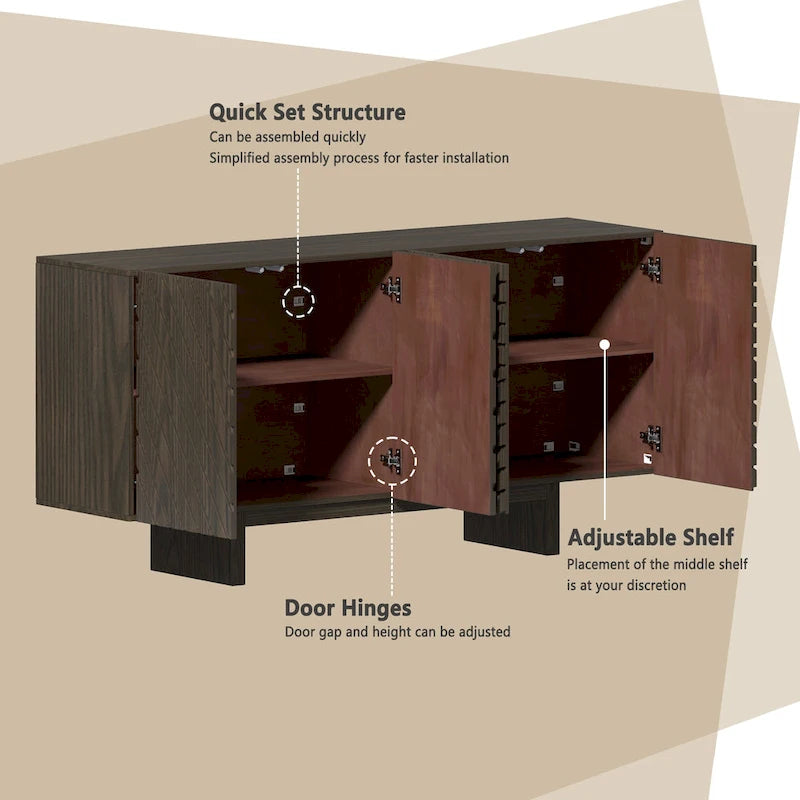 Madia credenza a 4 ante in legno Mid-Century