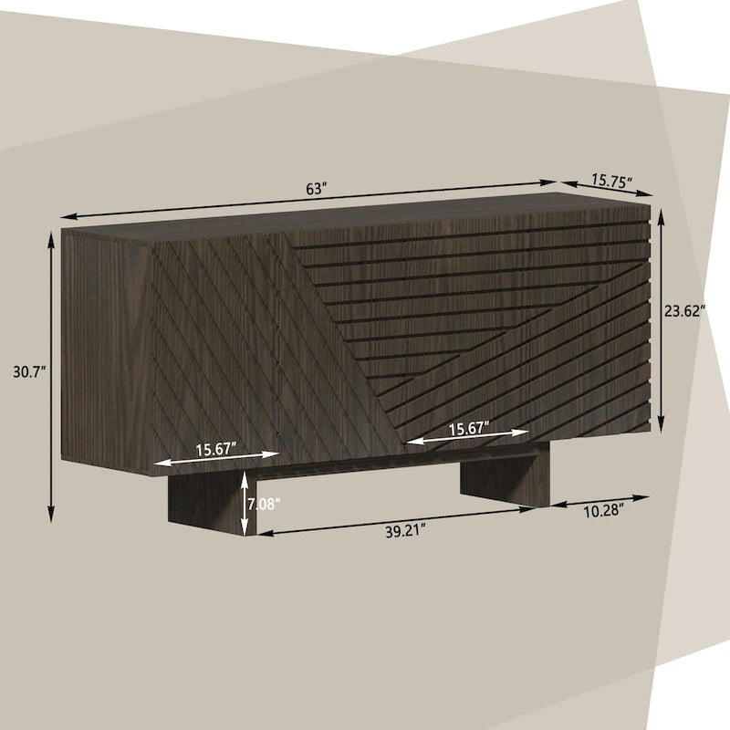 Madia credenza a 4 ante in legno Mid-Century