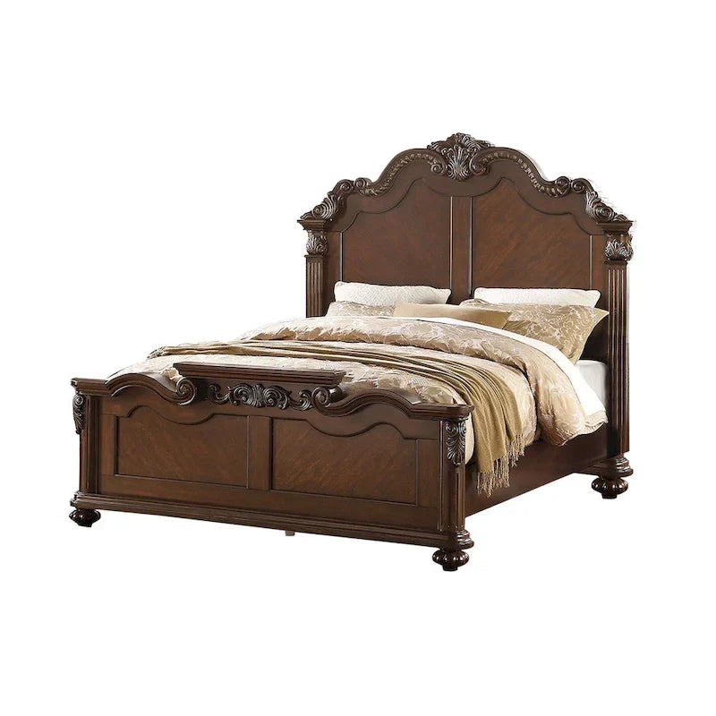 Letto in legno con finitura color ciliegio scuro