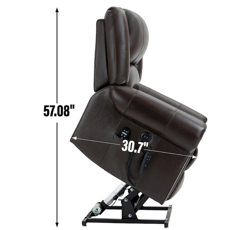 Poltrona reclinabile Power Lift con massaggio riscaldante, doppio motore, posizione infinita fino a 158 kg, meccanismo di movimento per impieghi gravosi con porte USB