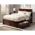 Letto matrimoniale Madison con piattaforma e 2 cassetti portaoggetti, color noce