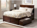 Madison Queen Platform Bed with 2 Drawers in Walnut