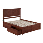 Letto matrimoniale Madison con piattaforma e 2 cassetti portaoggetti, color noce