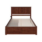 Letto matrimoniale Madison con piattaforma e 2 cassetti portaoggetti, color noce