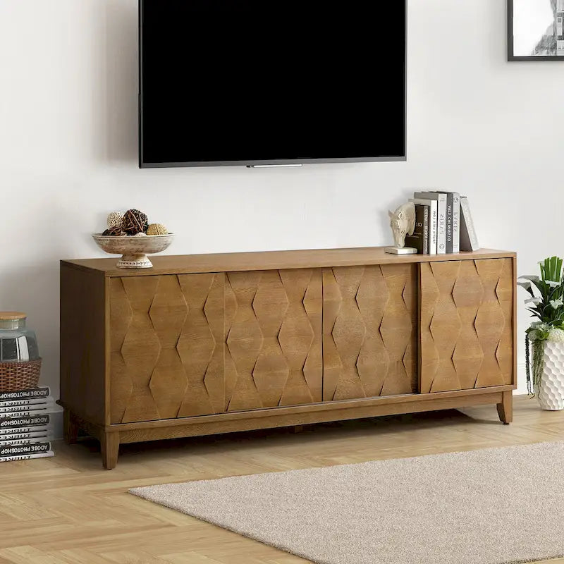 Mobile TV moderno con 2 cassetti e ante scorrevoli per TV fino a 78"