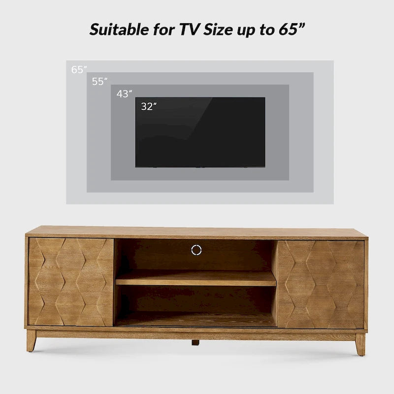 Mobile TV moderno con 2 cassetti e ante scorrevoli per TV fino a 78"