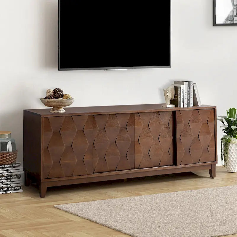 Mobile TV moderno con 2 cassetti e ante scorrevoli per TV fino a 78"