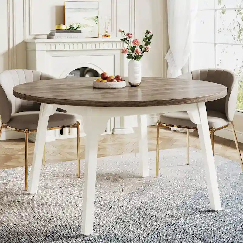 Tavolo da pranzo rotondo per 4-6 persone, tavolo da cucina rustico da 120 cm