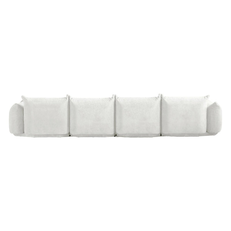 130 Divano componibile a U, Sezionale minimalista in ciniglia a 6 posti con chaise longue reversibile e pouf