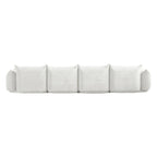 130 Divano componibile a U, Sezionale minimalista in ciniglia a 6 posti con chaise longue reversibile e pouf