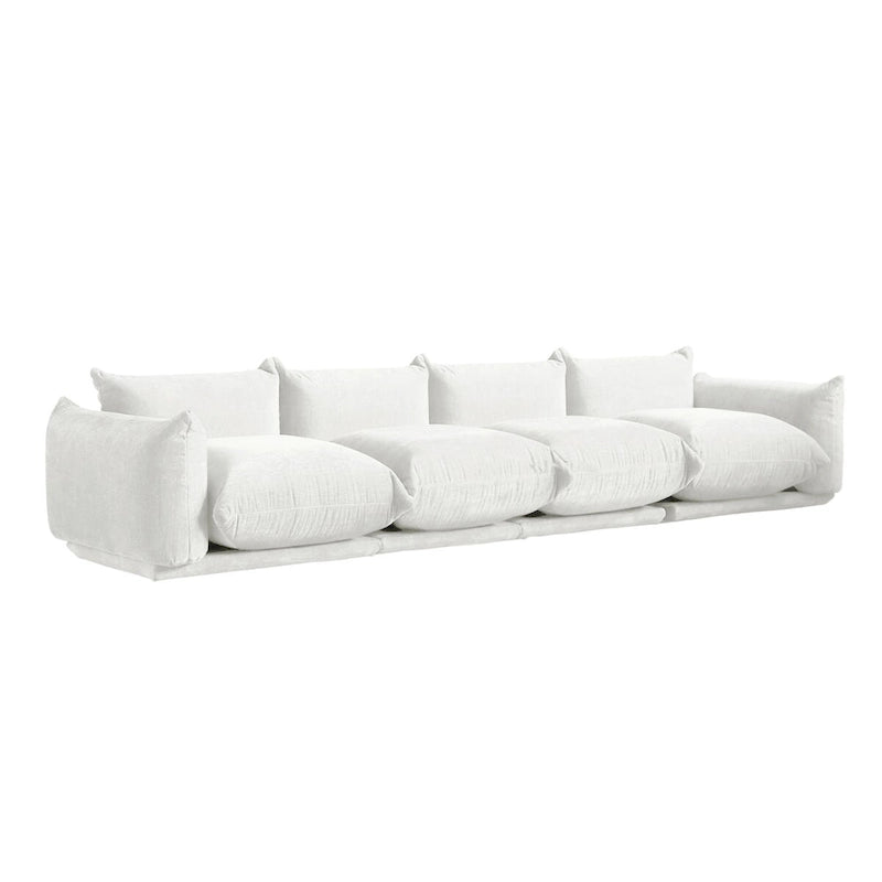 130 Divano componibile a U, Sezionale minimalista in ciniglia a 6 posti con chaise longue reversibile e pouf