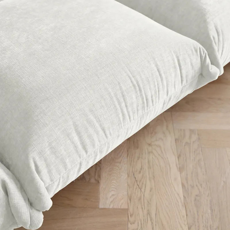 130 Divano componibile a U, Sezionale minimalista in ciniglia a 6 posti con chaise longue reversibile e pouf
