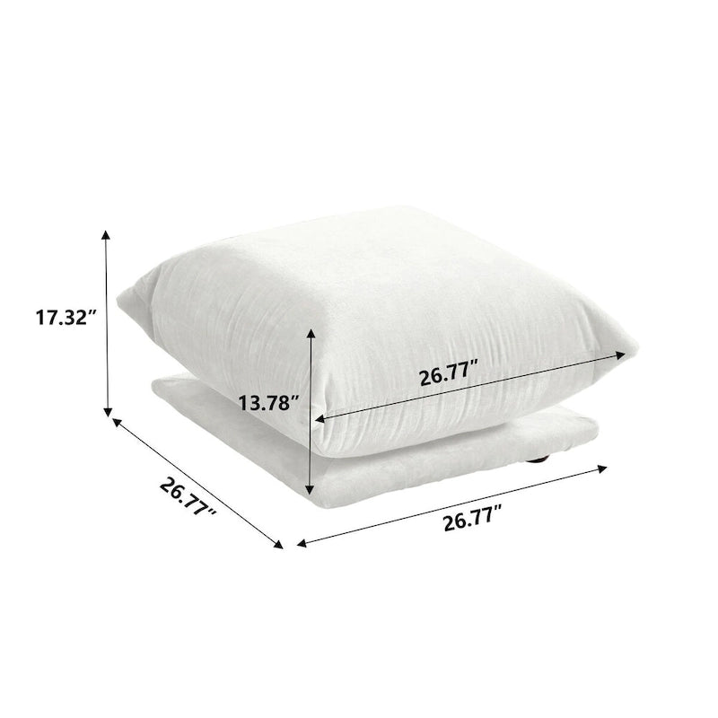 130 Divano componibile a U, Sezionale minimalista in ciniglia a 6 posti con chaise longue reversibile e pouf
