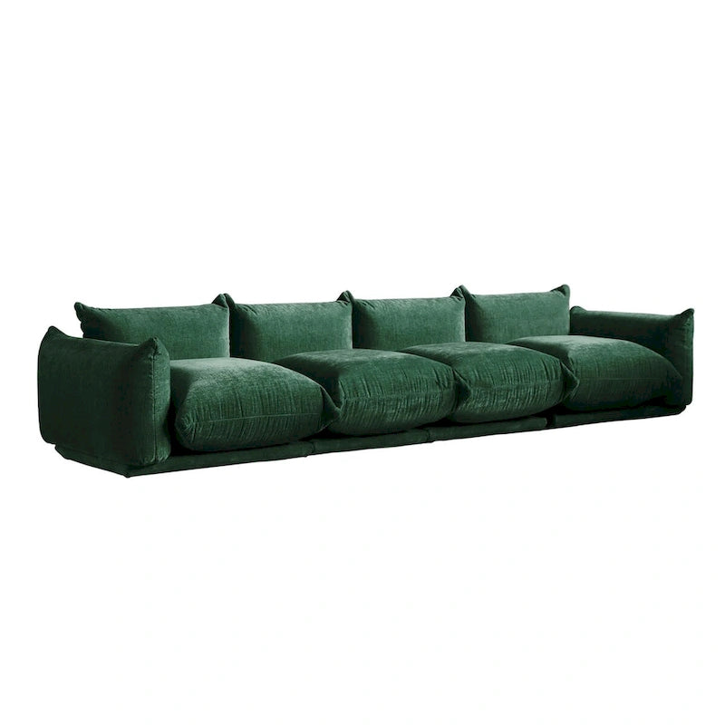 130 Divano componibile a U, Sezionale minimalista in ciniglia a 6 posti con chaise longue reversibile e pouf