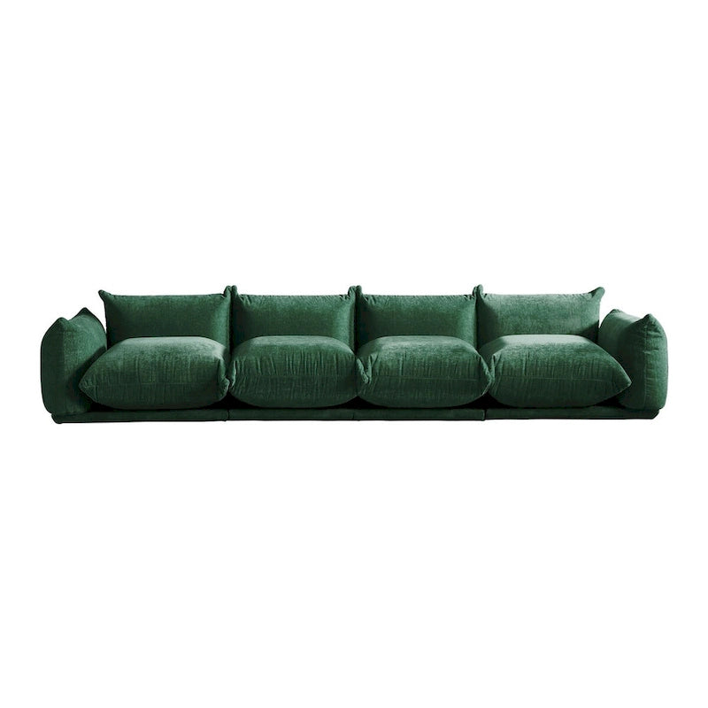 130 Divano componibile a U, Sezionale minimalista in ciniglia a 6 posti con chaise longue reversibile e pouf