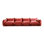 130 Divano componibile a U, Sezionale minimalista in ciniglia a 6 posti con chaise longue reversibile e pouf