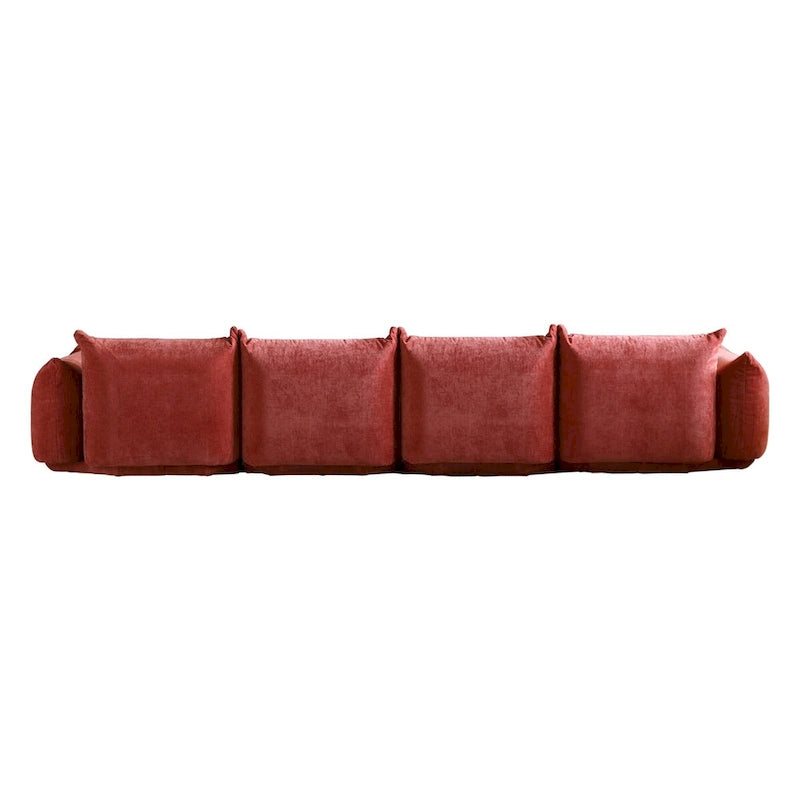 130 Divano componibile a U, Sezionale minimalista in ciniglia a 6 posti con chaise longue reversibile e pouf