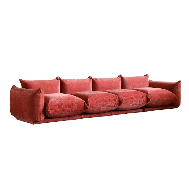 130 Divano componibile a U, Sezionale minimalista in ciniglia a 6 posti con chaise longue reversibile e pouf