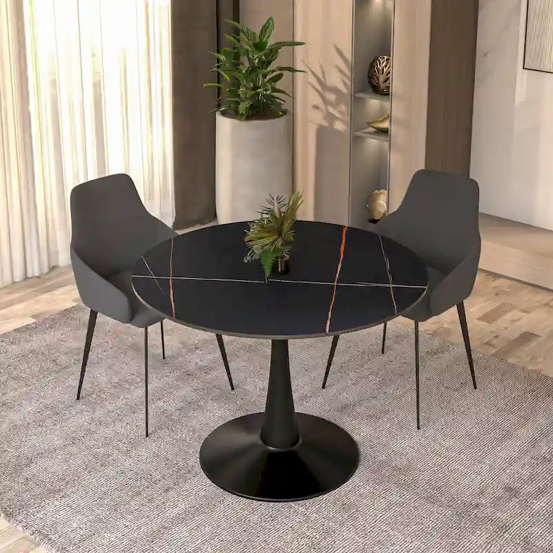 Tavolo da pranzo rotondo, piano in pietra sinterizzata da 40"