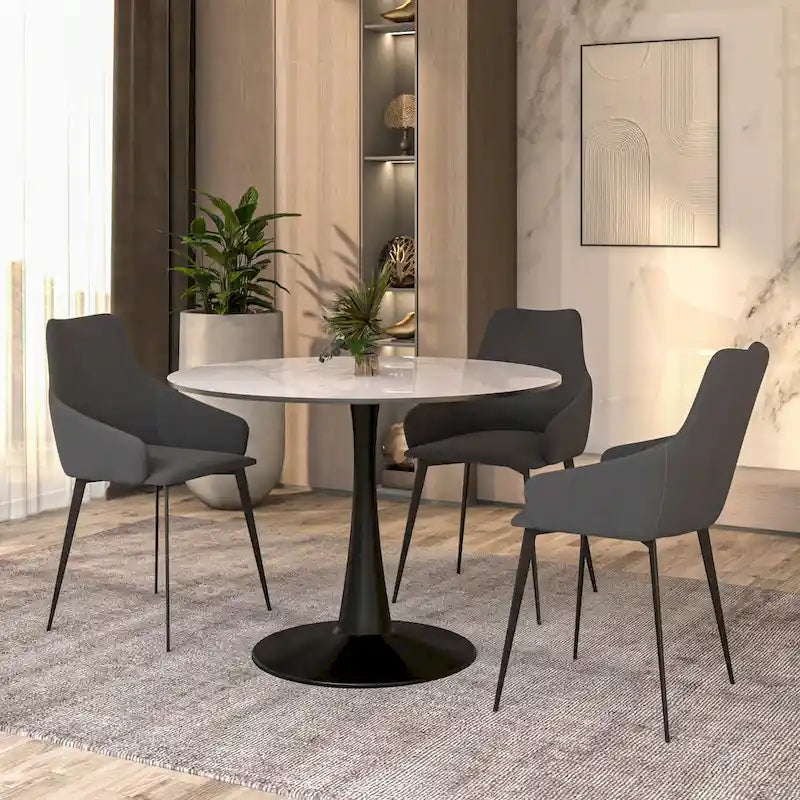 Tavolo da pranzo rotondo, piano in pietra sinterizzata da 40"
