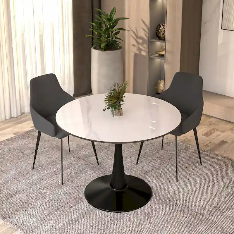 Tavolo da pranzo rotondo, piano in pietra sinterizzata da 40"