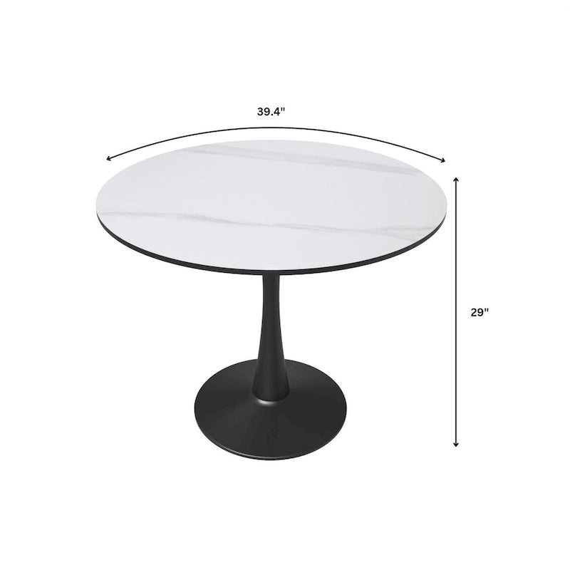 Tavolo da pranzo rotondo, piano in pietra sinterizzata da 40"