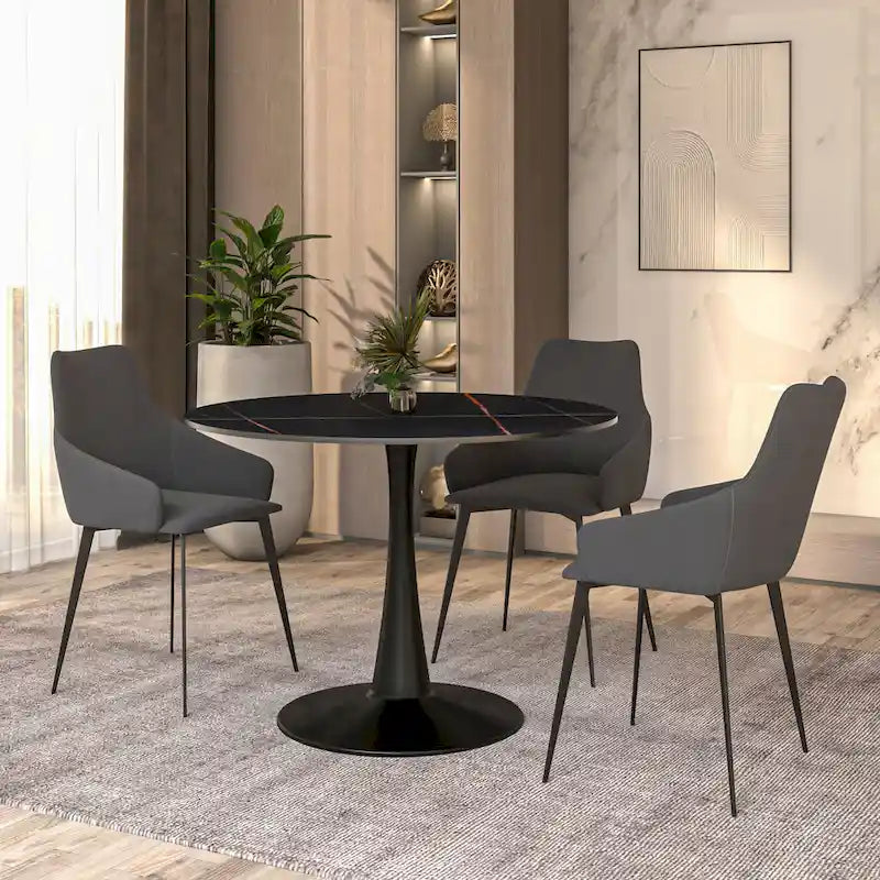Tavolo da pranzo rotondo, piano in pietra sinterizzata da 40"