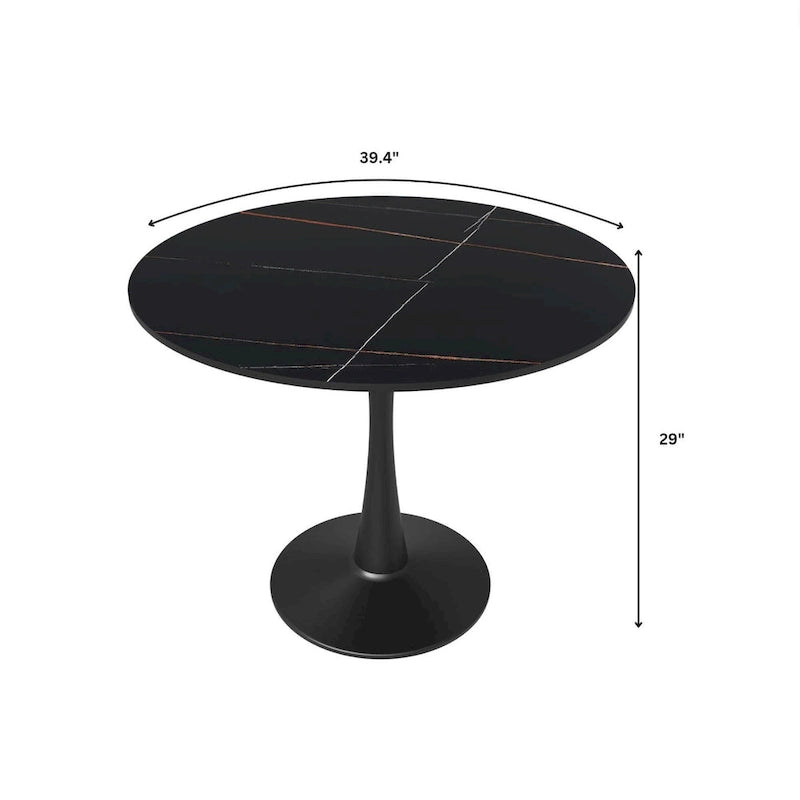 Tavolo da pranzo rotondo, piano in pietra sinterizzata da 40"