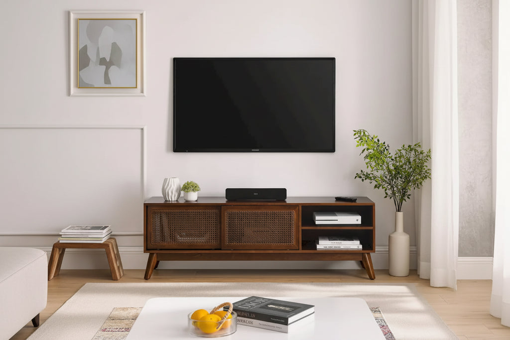 Modern Rattan TV Stand for 65 Inch TV