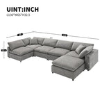 Divano letto componibile a U in ciniglia con pouf